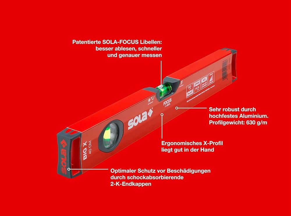 Sola BIG X 40 40 cm Box profile Spirit Level - Red - Amazon.com